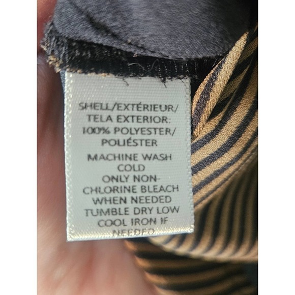 Loft Women's Striped Brown Black Blouse XSP Extra Small Petite - Picture 8 of 8